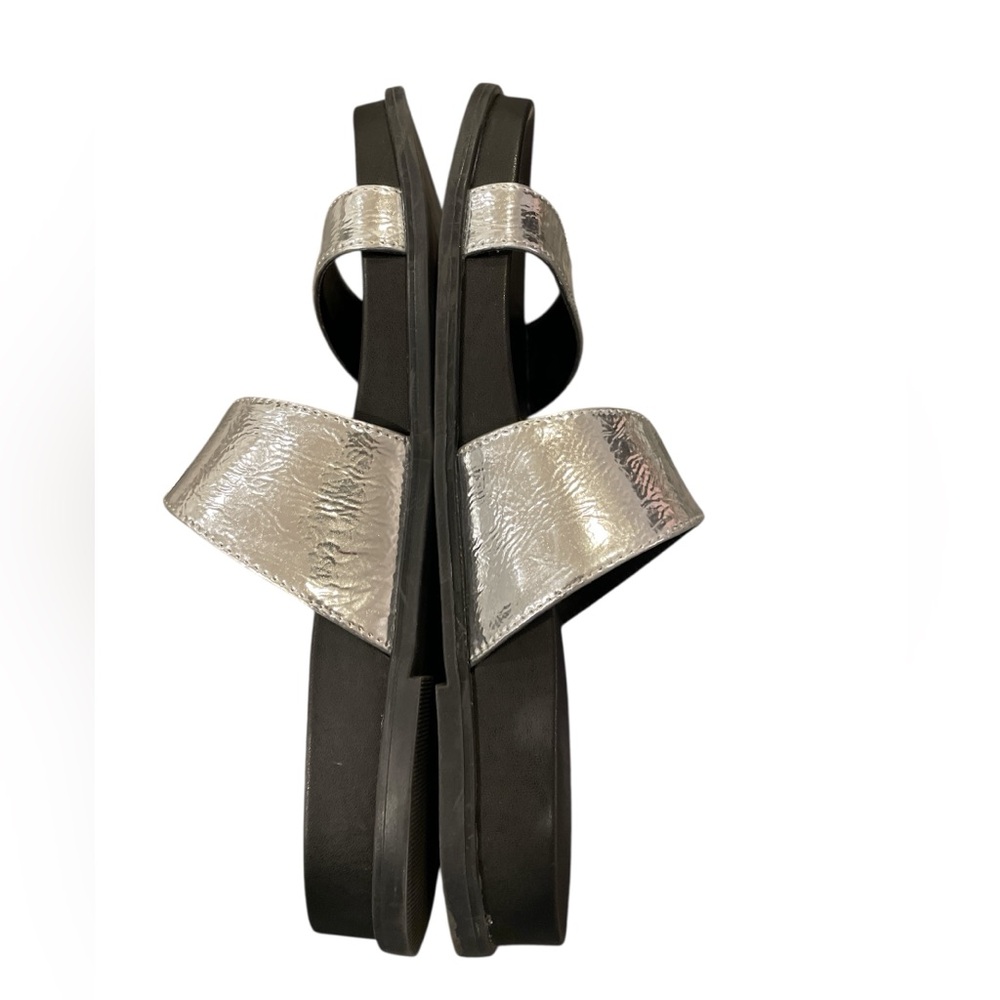 Calvin Klein Silver and Black Double Strap Slide Sandals - Picture 10 of 10